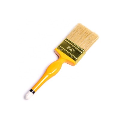 China manufacture hollow pig bristle mixed tapered PBT plastic handle angle paint brush machine with colorful tip