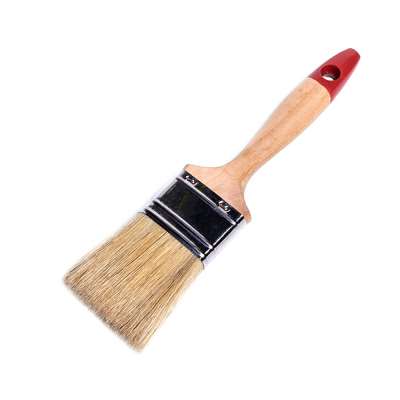 2019 new black pig hair bristles hair wooden handle flat shape wall paint brushes with red tip for 1 inch 2 inch 3 inch